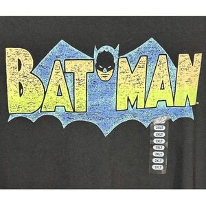Batman T-Shirt Classic TV Logo Mens 2XLT DC Comics Retro NWT Black Graphic Print